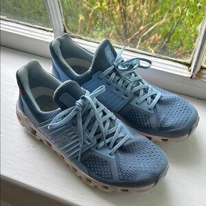 On Running Teal and White Sneakers